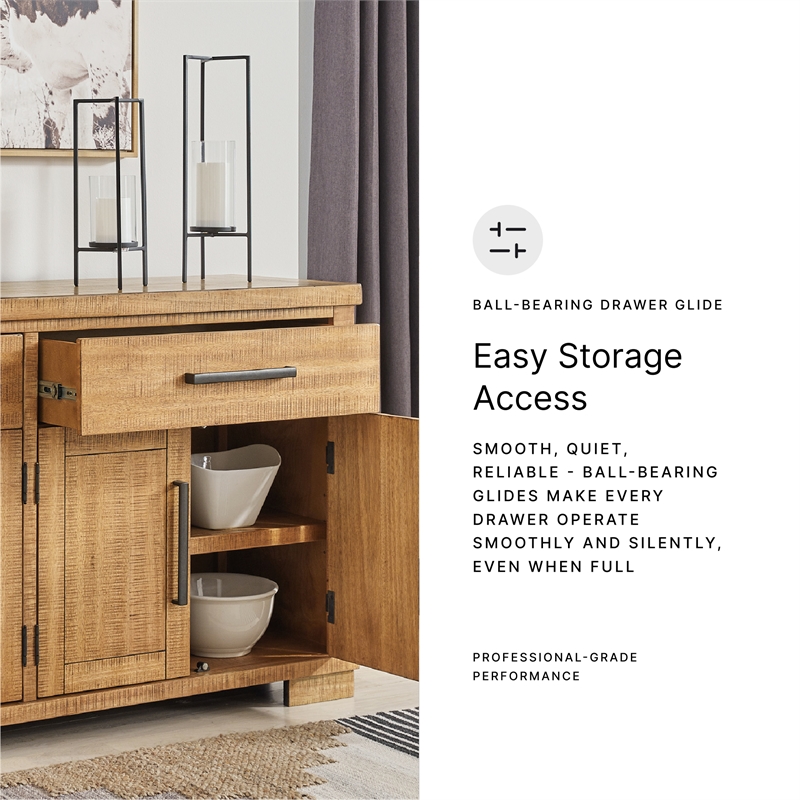 Bowery Hill Brown Dining Server with 4-Door Cabinet and 2 Drawers