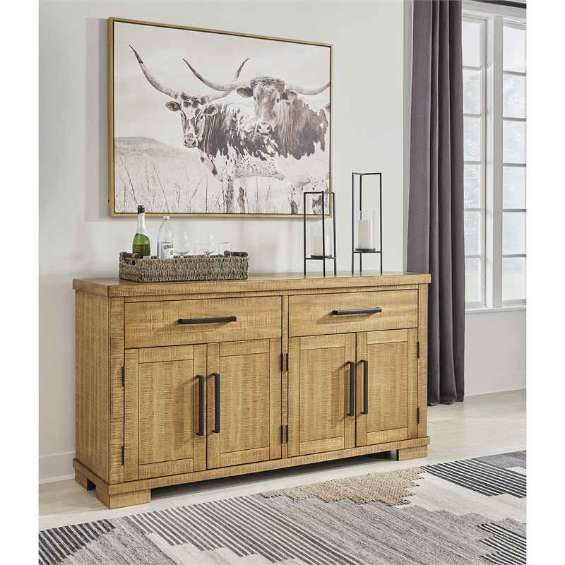 Bowery Hill Brown Dining Server with 4-Door Cabinet and 2 Drawers
