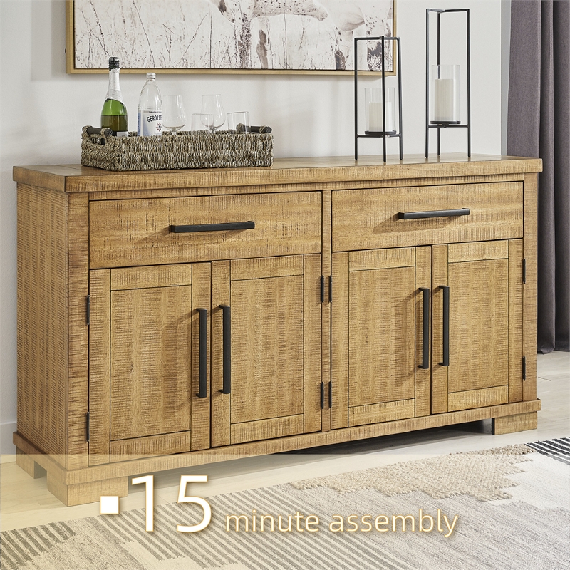 Bowery Hill Brown Dining Server with 4-Door Cabinet and 2 Drawers