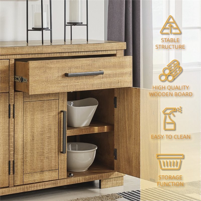 Bowery Hill Brown Dining Server with 4-Door Cabinet and 2 Drawers