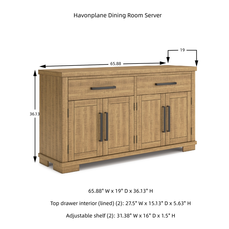 Bowery Hill Brown Dining Server with 4-Door Cabinet and 2 Drawers