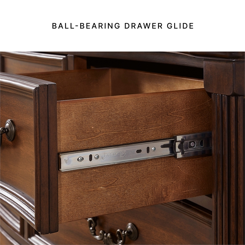 Bowery Hill Cherry Brown Chest of Drawers with Dark Bronze Pulls