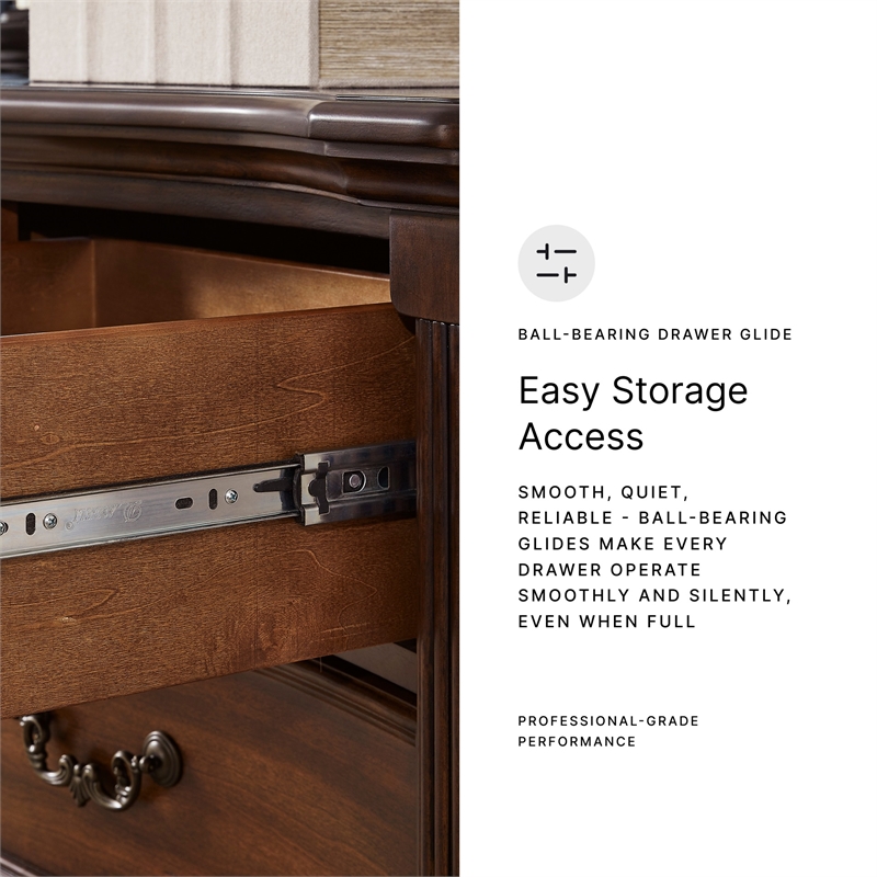 Bowery Hill Cherry Brown Chest of Drawers with Dark Bronze Pulls