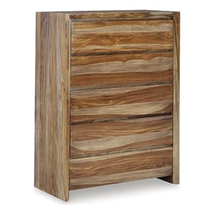 Bowery Hill Natural Brown Chest of Drawers with Beveled Edge Frame