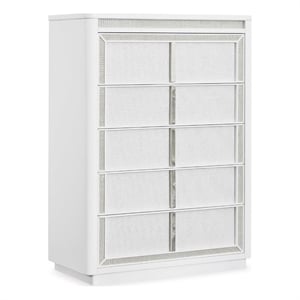 Bowery Hill White Chest of Drawers with LED Lighting and Rhinestones