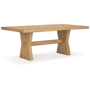 Bowery Hill Light Brown Rustic Oak Dining Table with Thick Top
