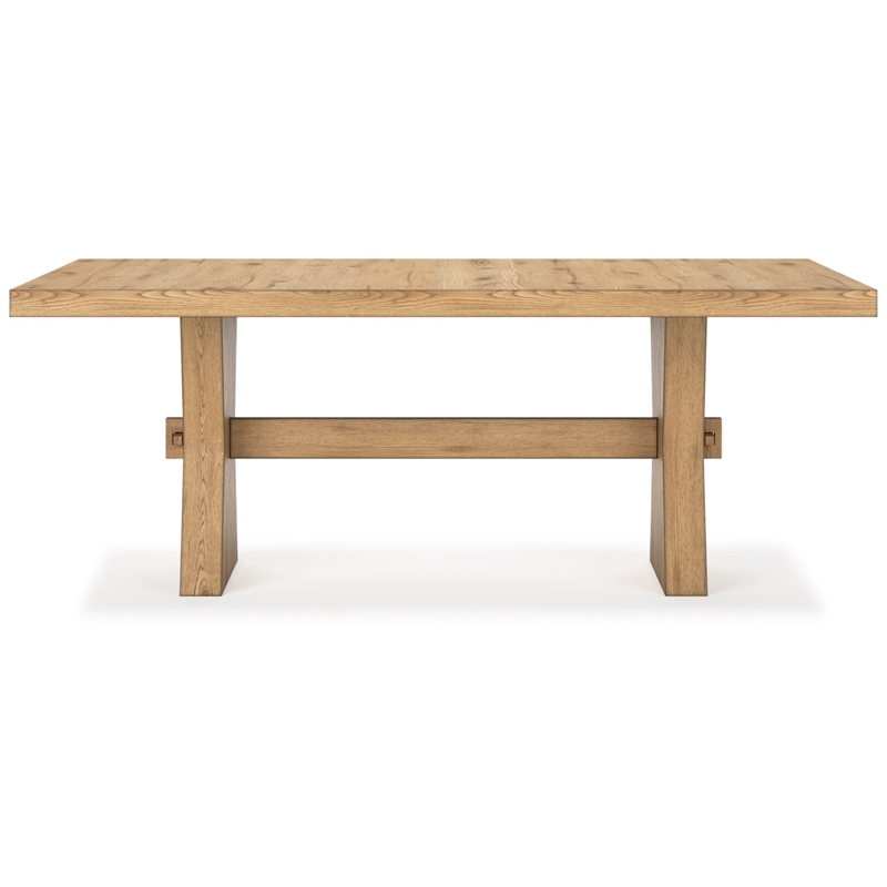 Bowery Hill Light Brown Rustic Oak Dining Table with Thick Top