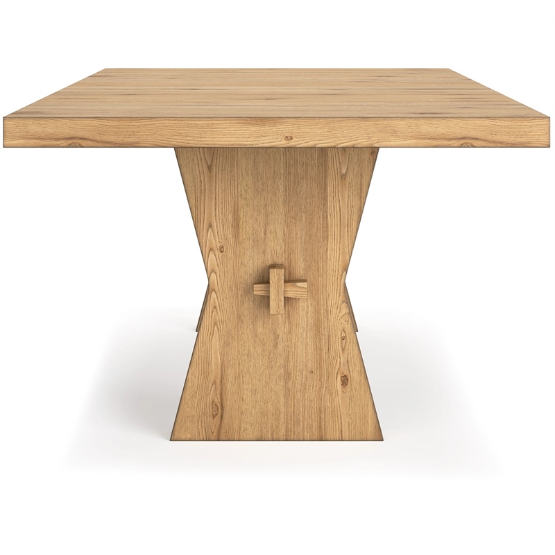 Bowery Hill Light Brown Rustic Oak Dining Table with Thick Top