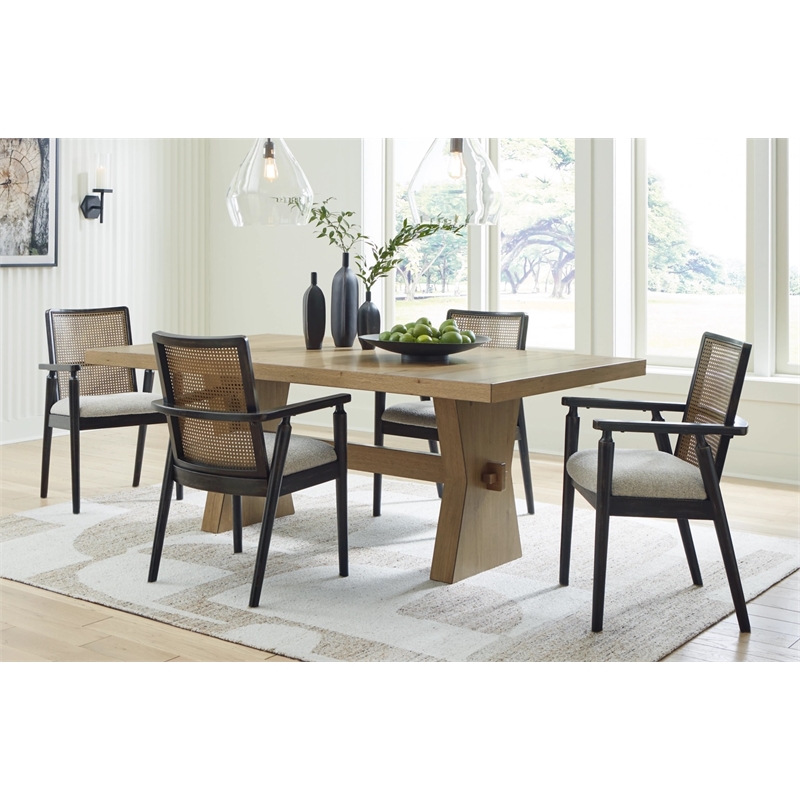 Bowery Hill Light Brown Rustic Oak Dining Table with Thick Top