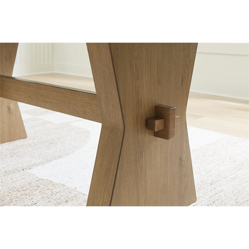 Bowery Hill Light Brown Rustic Oak Dining Table with Thick Top