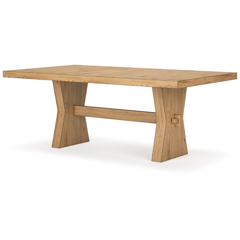 Bowery Hill Light Brown Rustic Oak Dining Table with Thick Top