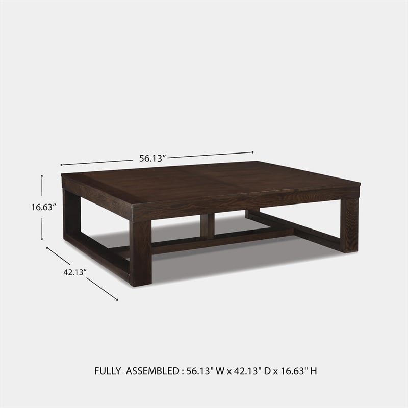 Bowery Hill Brown & Ivory Coffee Table with Natural Marble Top