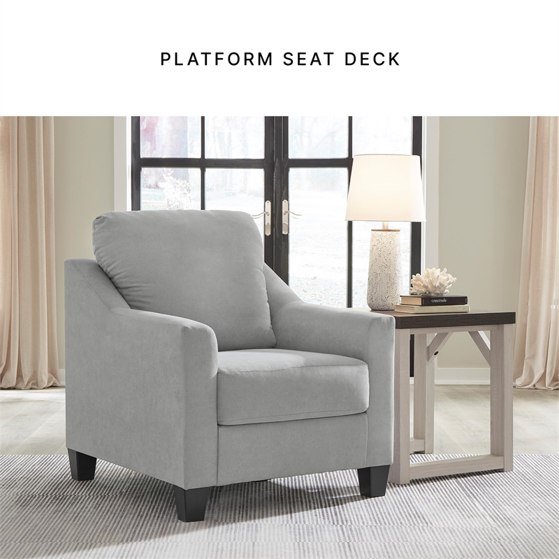 Bowery Hill Polyester Accent Chair with Suede Velvet Look in Shadow