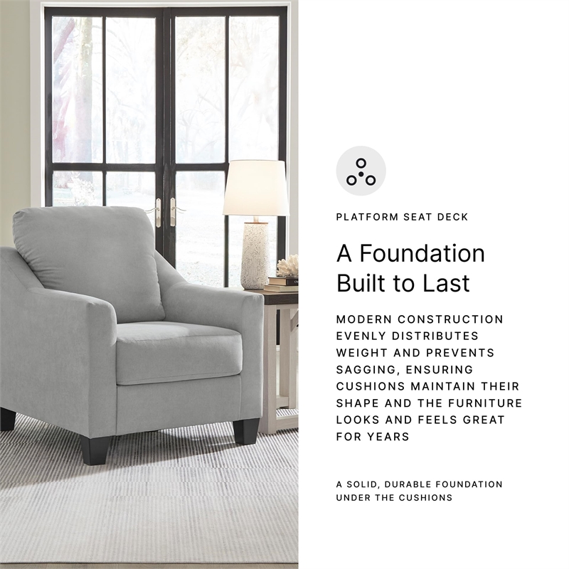 Bowery Hill Polyester Accent Chair with Suede Velvet Look in Shadow