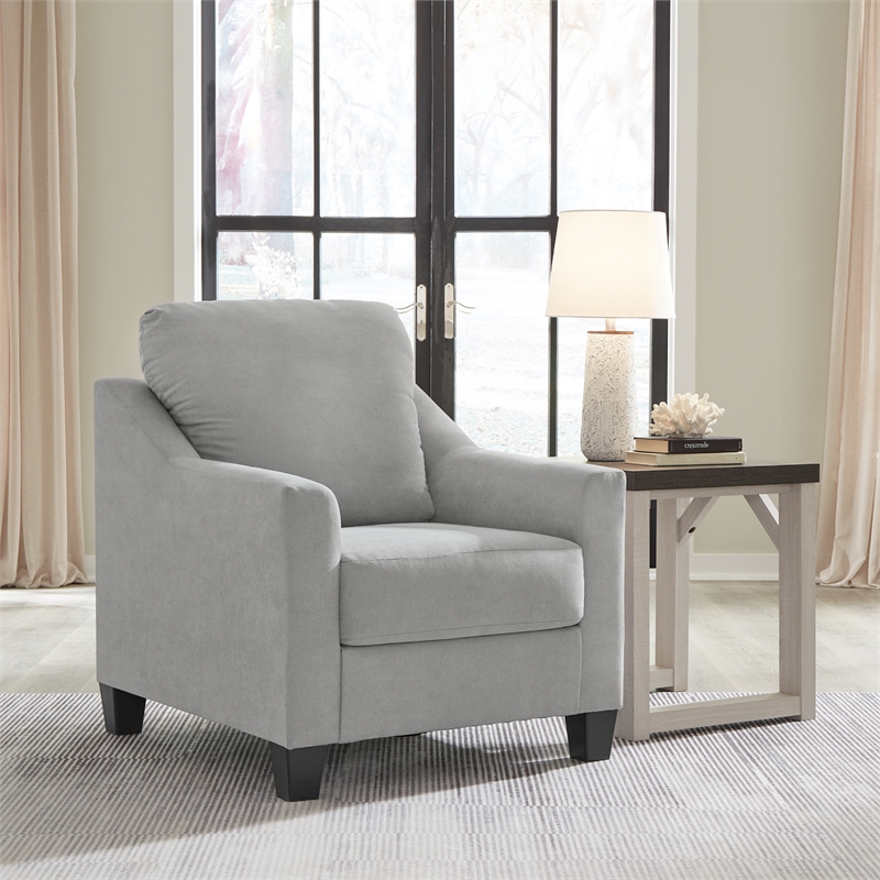 Bowery Hill Polyester Accent Chair with Suede Velvet Look in Shadow