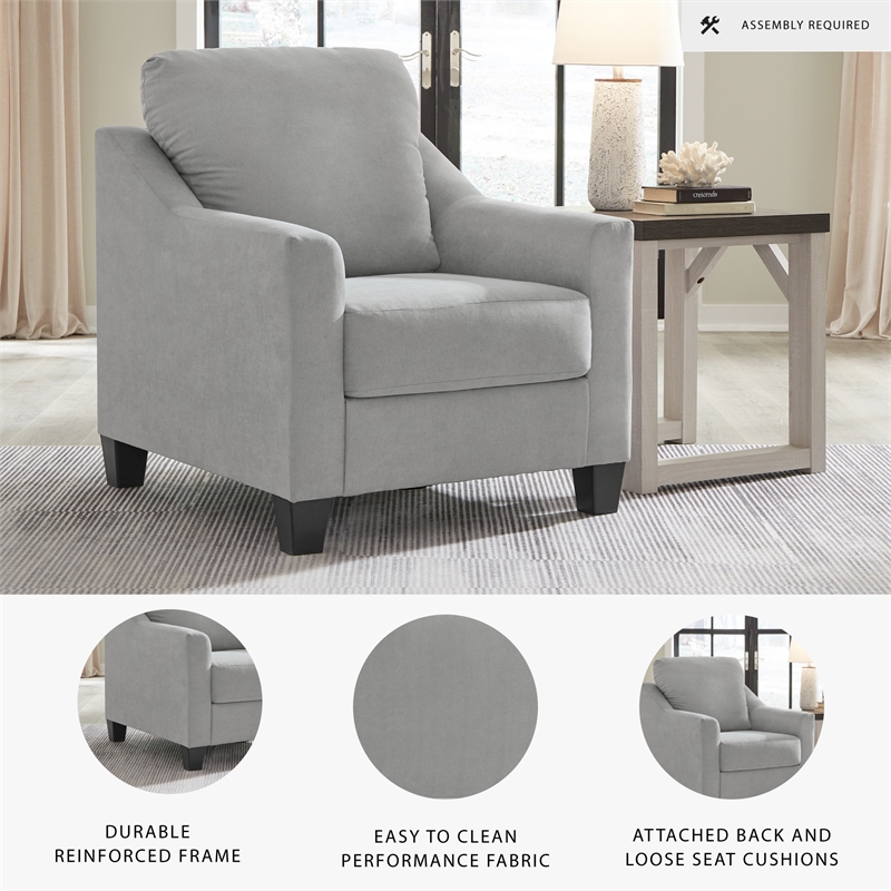 Bowery Hill Polyester Accent Chair with Suede Velvet Look in Shadow