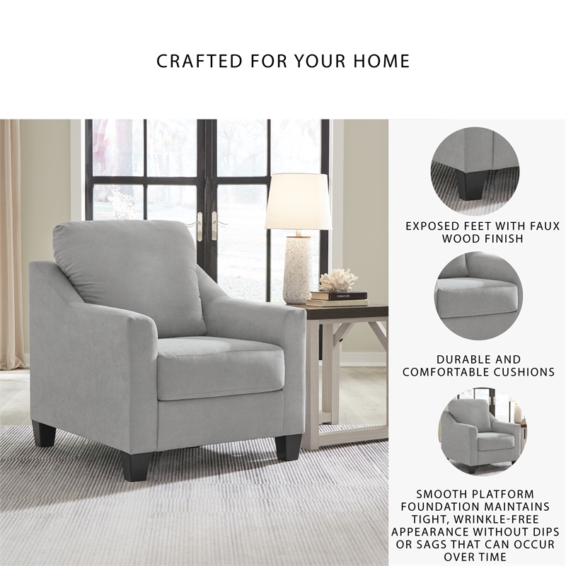 Bowery Hill Polyester Accent Chair with Suede Velvet Look in Shadow
