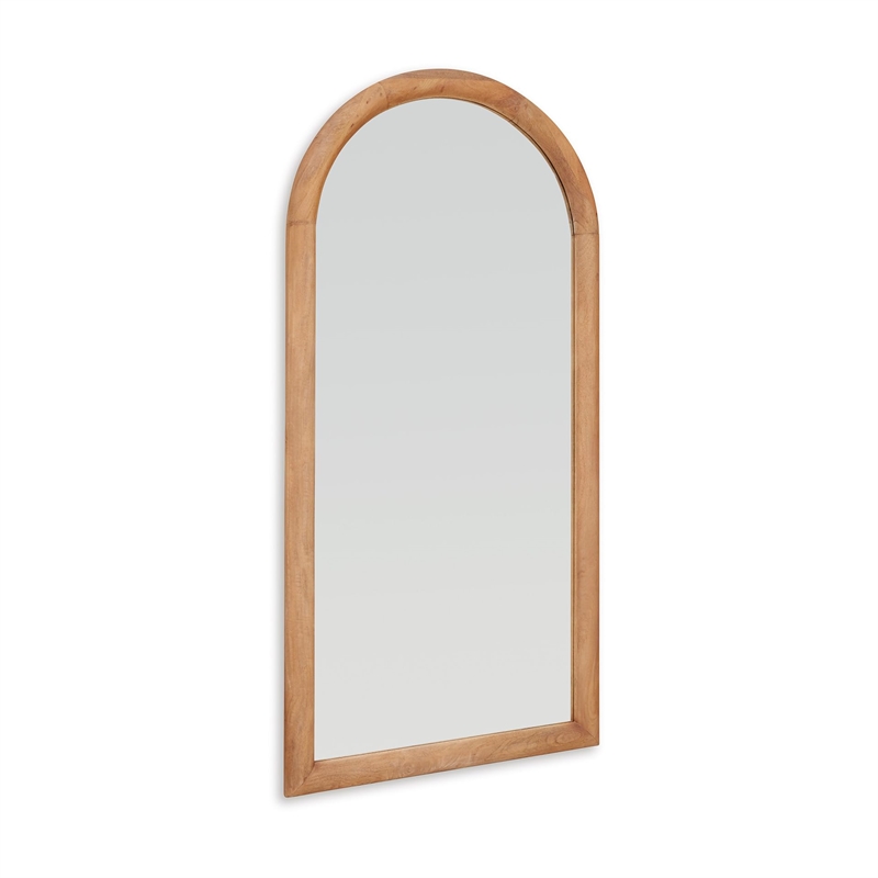 Bowery Hill Wooden Full-Length Floor Mirror in Light Brown Finish