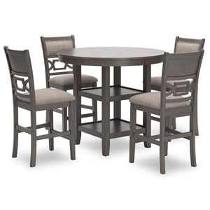 Bowery Hill Gray Counter Height Dining Table Set with 4 Bar Stools