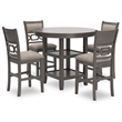 Bowery Hill Gray Counter Height Dining Table Set with 4 Bar Stools