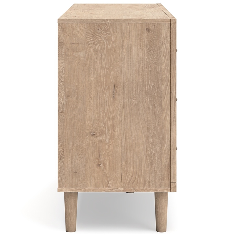 Bowery Hill Bedroom Dresser with Cane-Look Drawers in Brown & Gray