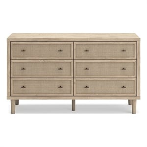 Bowery Hill Bedroom Dresser with Cane-Look Drawers in Brown & Gray