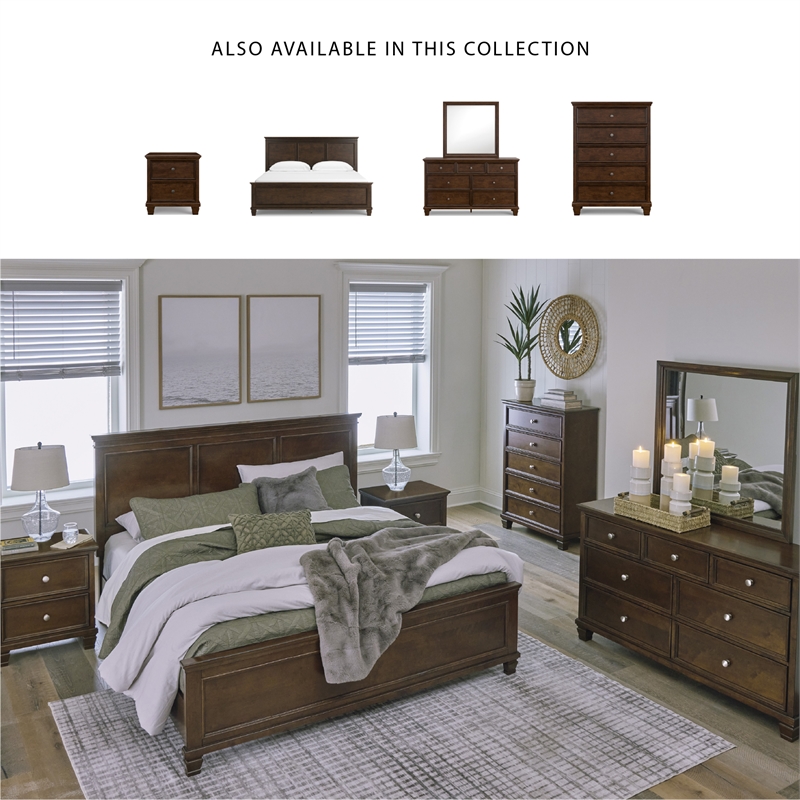 Bowery Hill Solid Wood 7-Drawer Bedroom Dresser in Brownish Cherry