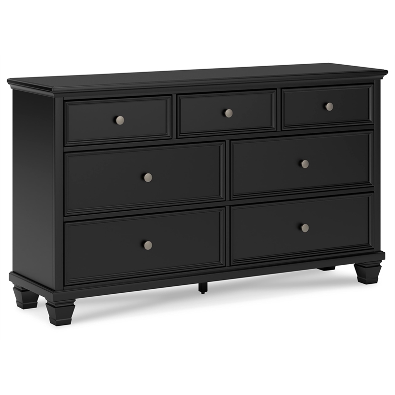 Bowery Hill 7-Drawer Bedroom Dresser with Tapered Feet in Black