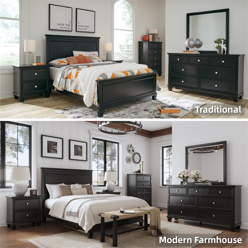 Bowery Hill 7-Drawer Bedroom Dresser with Tapered Feet in Black