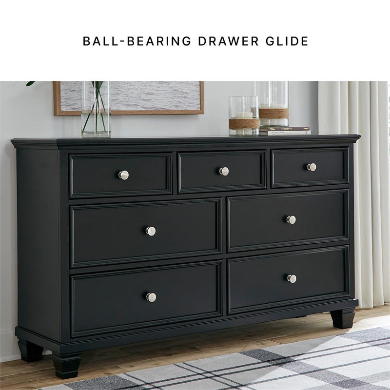 Bowery Hill 7-Drawer Bedroom Dresser with Tapered Feet in Black
