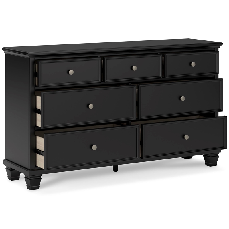 Bowery Hill 7-Drawer Bedroom Dresser with Tapered Feet in Black