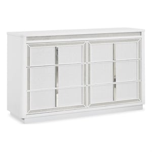 Bowery Hill White Dresser with LED Lighting and Rhinestone Drawers