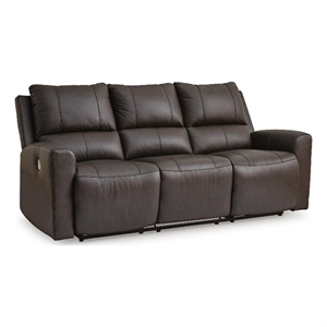 Bowery Hill Dual-Sided Power Reclining Sofa with USB Port in Dark Gray