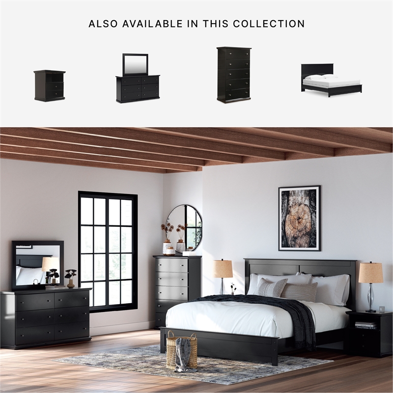 Bowery Hill 6-Drawer Double Dresser with Scalloped Moulding in Black