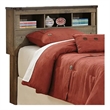 Bowery Hill Rustic Full Bookcase Headboard with 3 Cubbies in Brown
