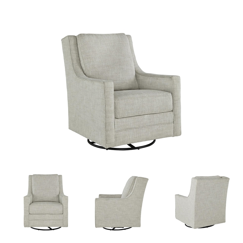 Bowery Hill Swivel Glider Accent Chair with Reversible Cushions in Fog