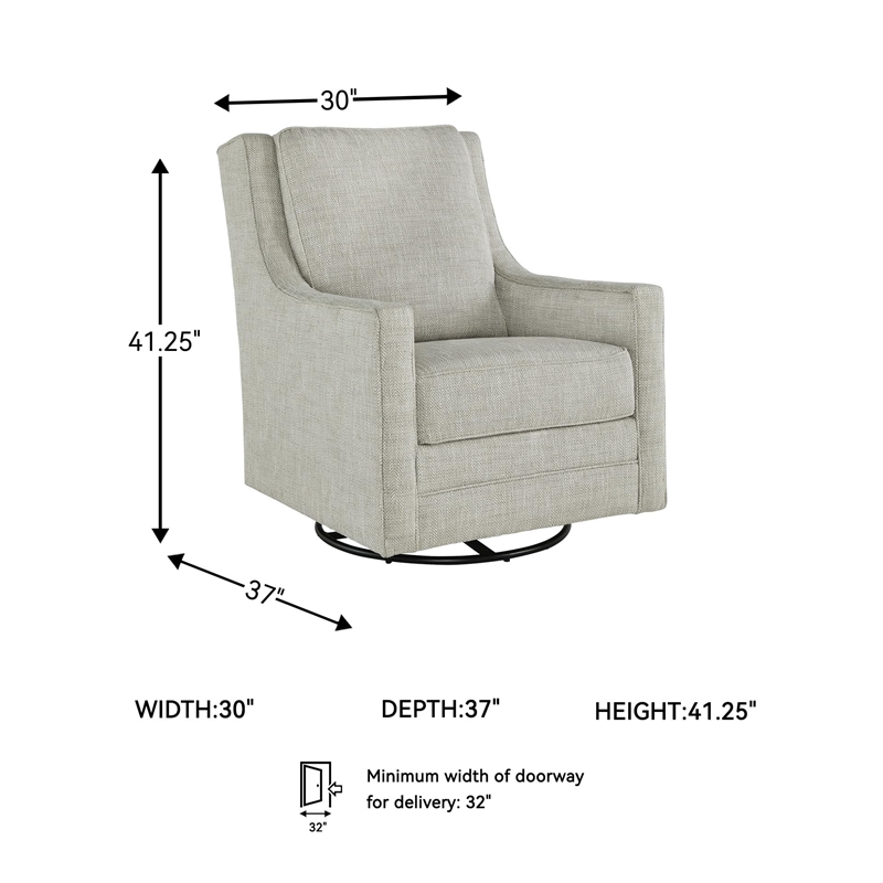 Bowery Hill Swivel Glider Accent Chair with Reversible Cushions in Fog