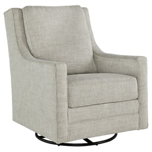 Bowery Hill Swivel Glider Accent Chair with Reversible Cushions in Fog