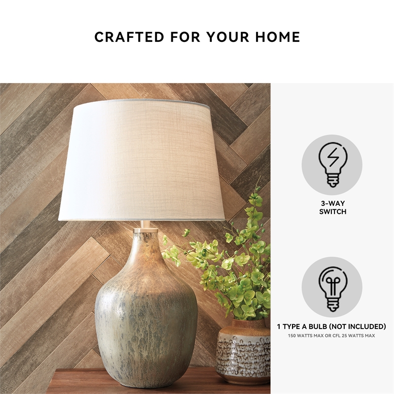 Bowery Hill Jar-Shaped Mercury Glass Table Lamp in Gray and Gold
