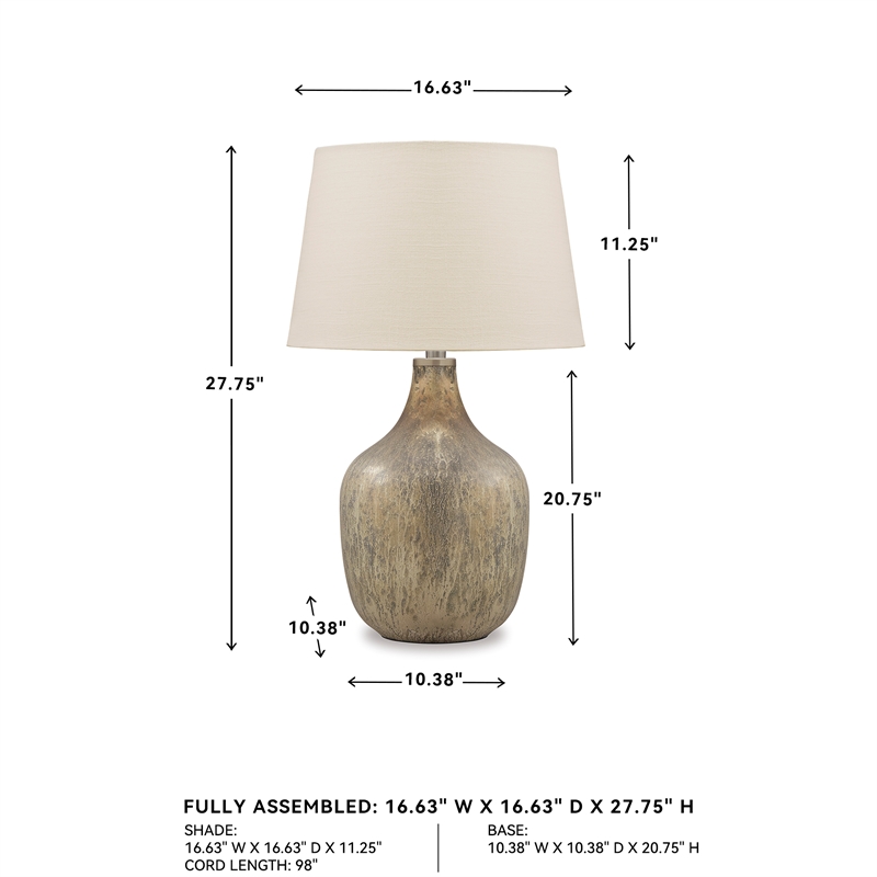 Bowery Hill Jar-Shaped Mercury Glass Table Lamp in Gray and Gold