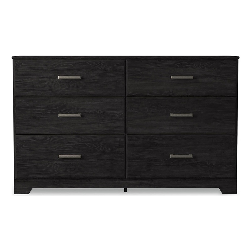 Bowery Hill 6-Drawer Modern Dresser with Pewter Handles in Black