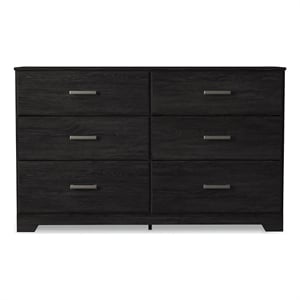 Bowery Hill 6-Drawer Modern Dresser with Pewter Handles in Black