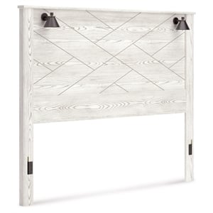 Bowery Hill White King Panel Headboard with Matte Black Sconces