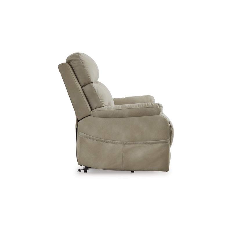 Bowery Hill Beige Faux Leather Power Lift Recliner with Dual Motors