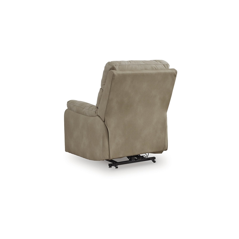 Bowery Hill Beige Faux Leather Power Lift Recliner with Dual Motors