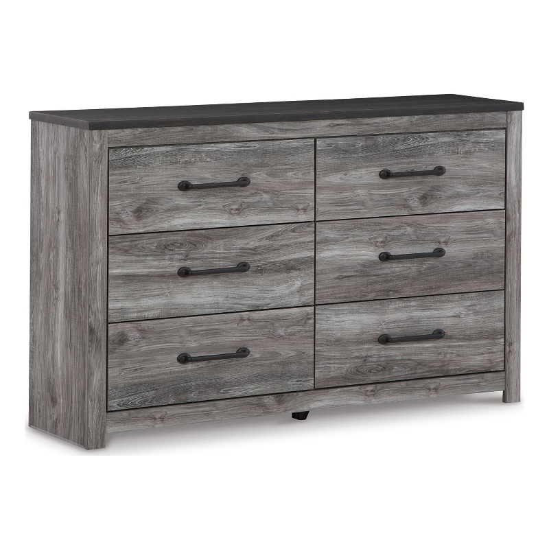Bowery Hill 6-Drawer Two-Tone Wood Dresser with Dark Handles in Gray