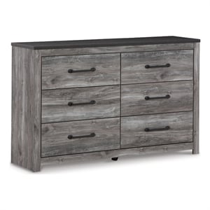 Bowery Hill 6-Drawer Two-Tone Wood Dresser with Dark Handles in Gray