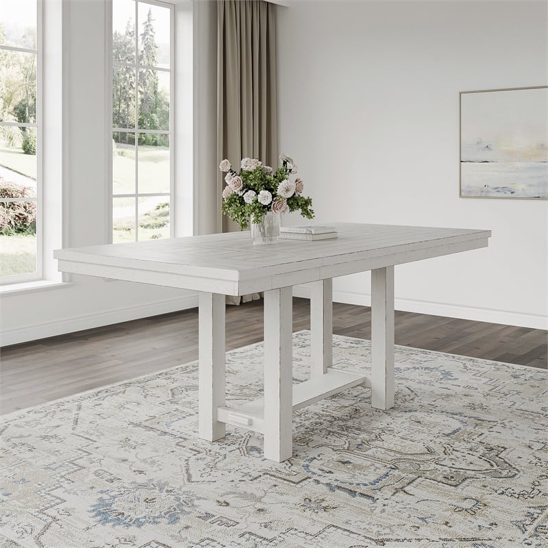 Bowery Hill Antique White Counter Height Dining Extension Table