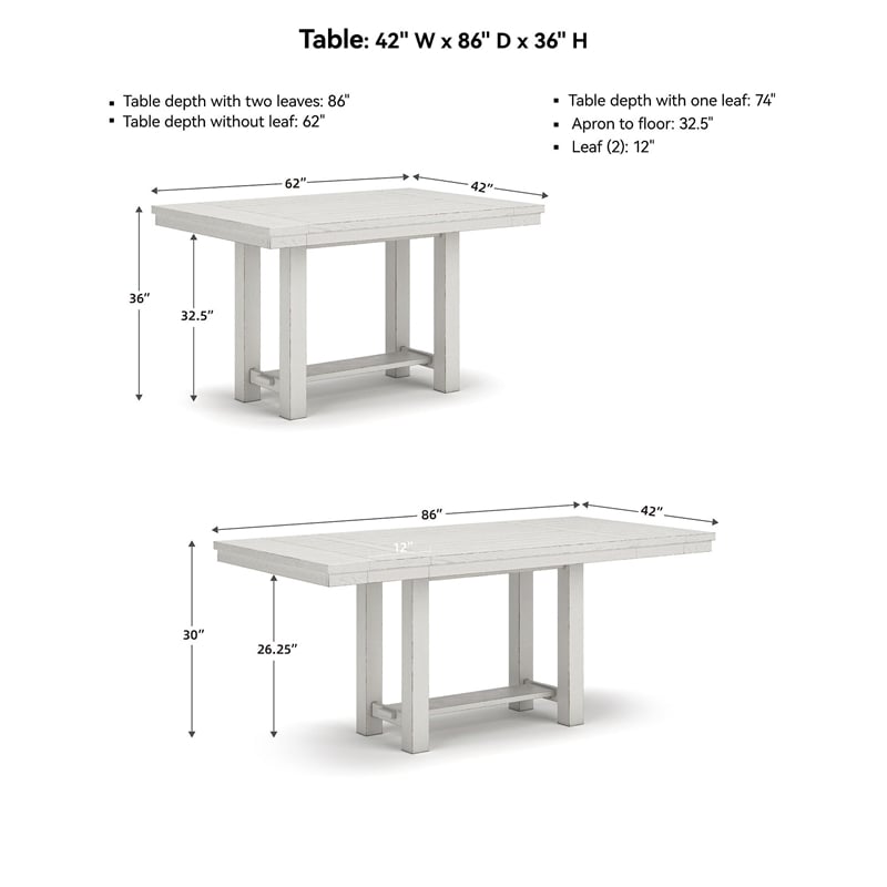 Bowery Hill Antique White Counter Height Dining Extension Table
