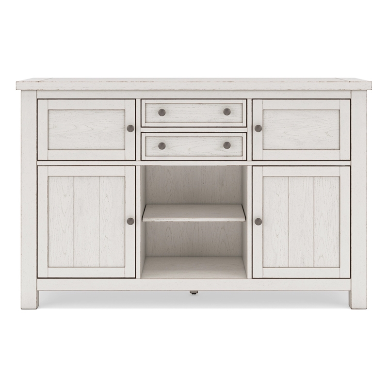 Bowery Hill Antique White Dining Server with 4 Cabinets and 2 Drawers